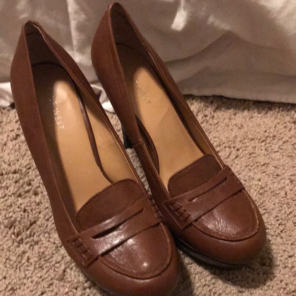 Nine West Brown Leather - Platform Pumps